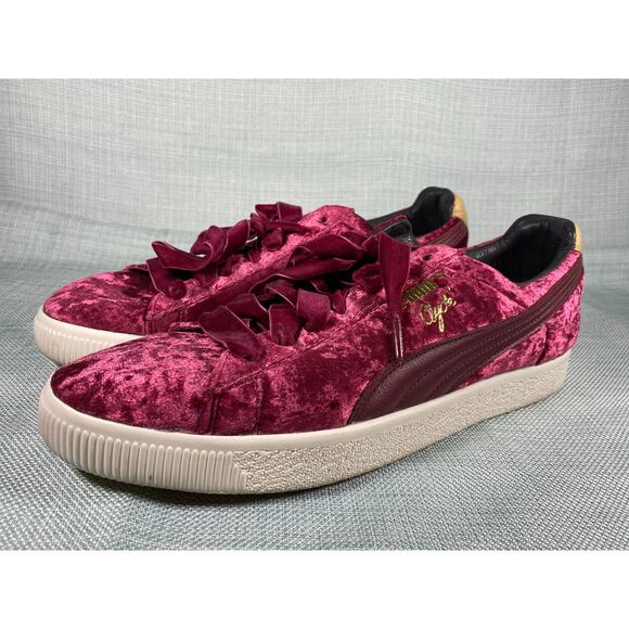 Puma Clyde Extra Butter Kings Of New York Mens sz 13 Burgundy Crushed Velvet main image 9